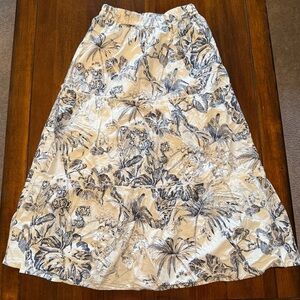 Women's Floral A-Line Maxi Skirt - White and Navy